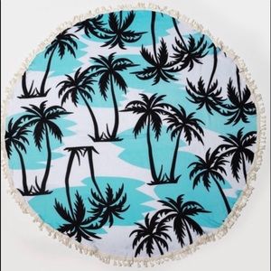 NEW Beach Shawl Round Towel Palm Tree Print